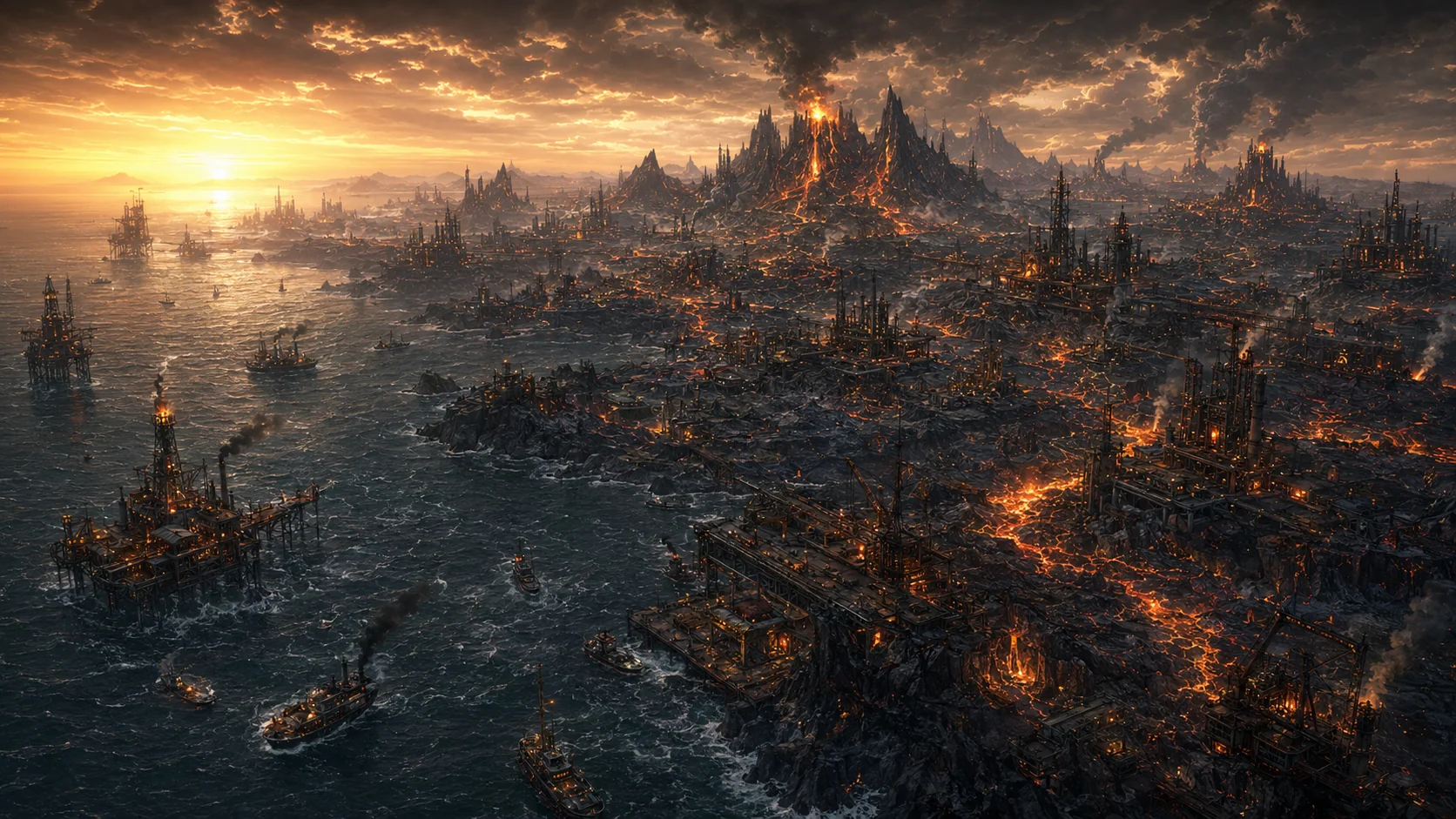 The landscape in the evening light