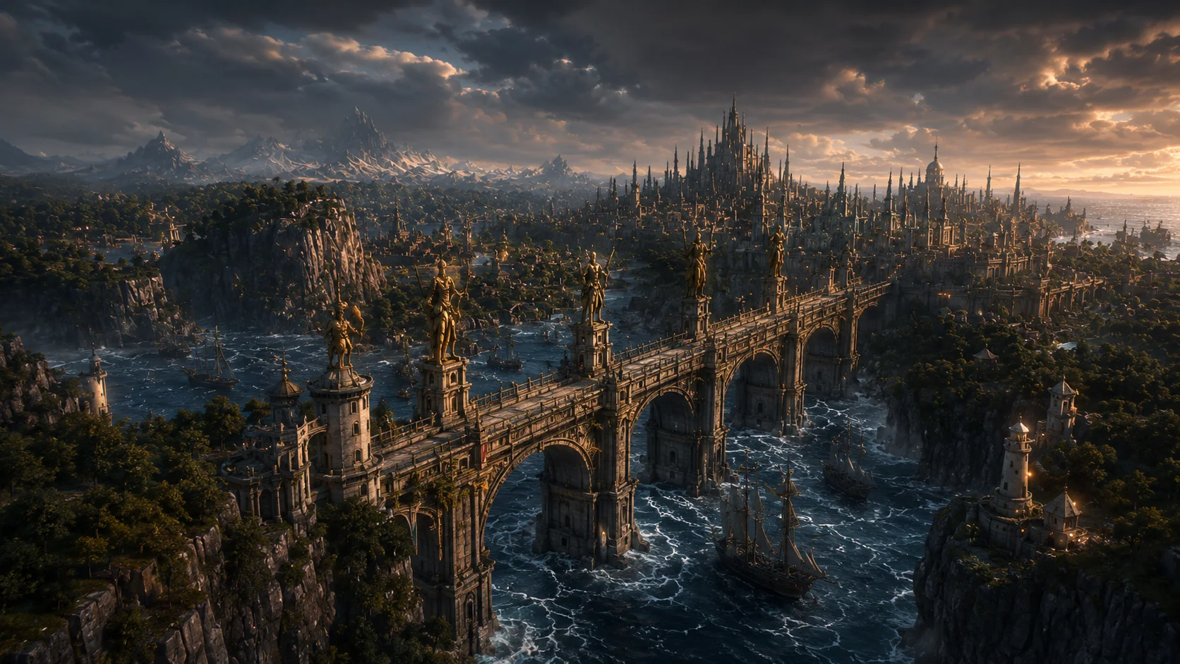 Bridge and Mountains