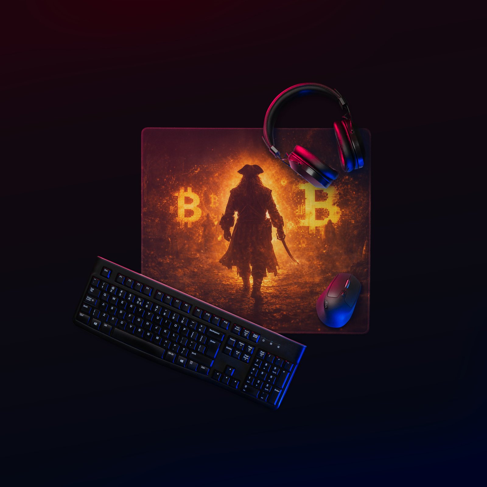 Bitcoin Conqueror – Rise Through the Flames Gaming Mouse Pad - Image 4
